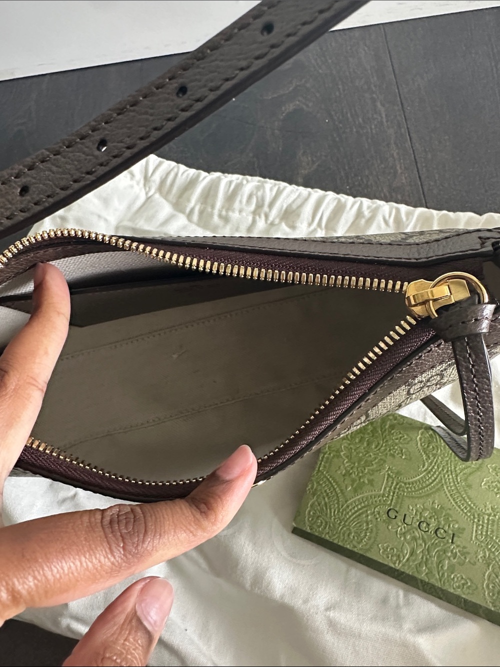 Gucci Beige and Brown GG Canvas Shoulder Bag with Gold Hardware - Picture 5 of 8
